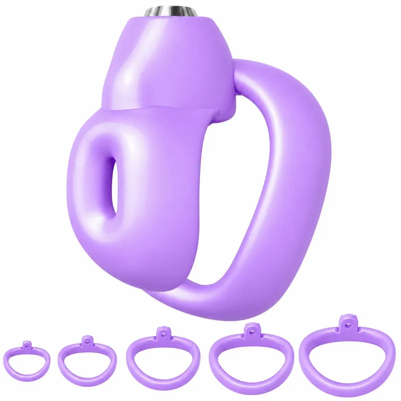 Male Penis Chastity Cage Set Small Mini Chastity Cage With 5 Cock Rings Penis Bondage Slave Restraint Man Sex Toy — image 6