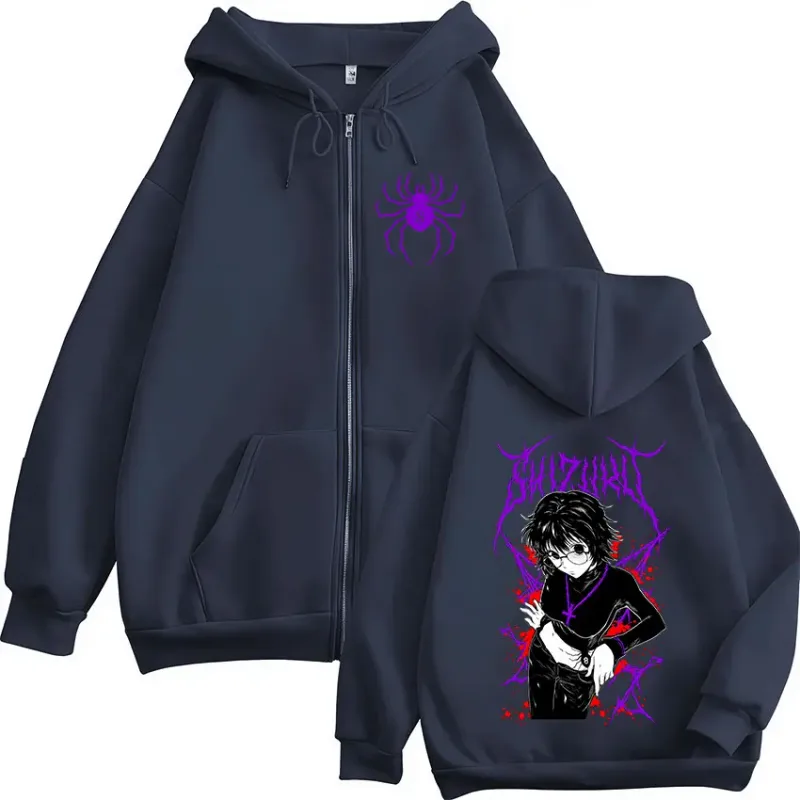 Anime Hunter X Hunter Shizuku Murasaki Zipper Hoodies Men's Women Clothing Oversized Fleece Zip Up Hooded Sweatshirts Streetwear — image 3