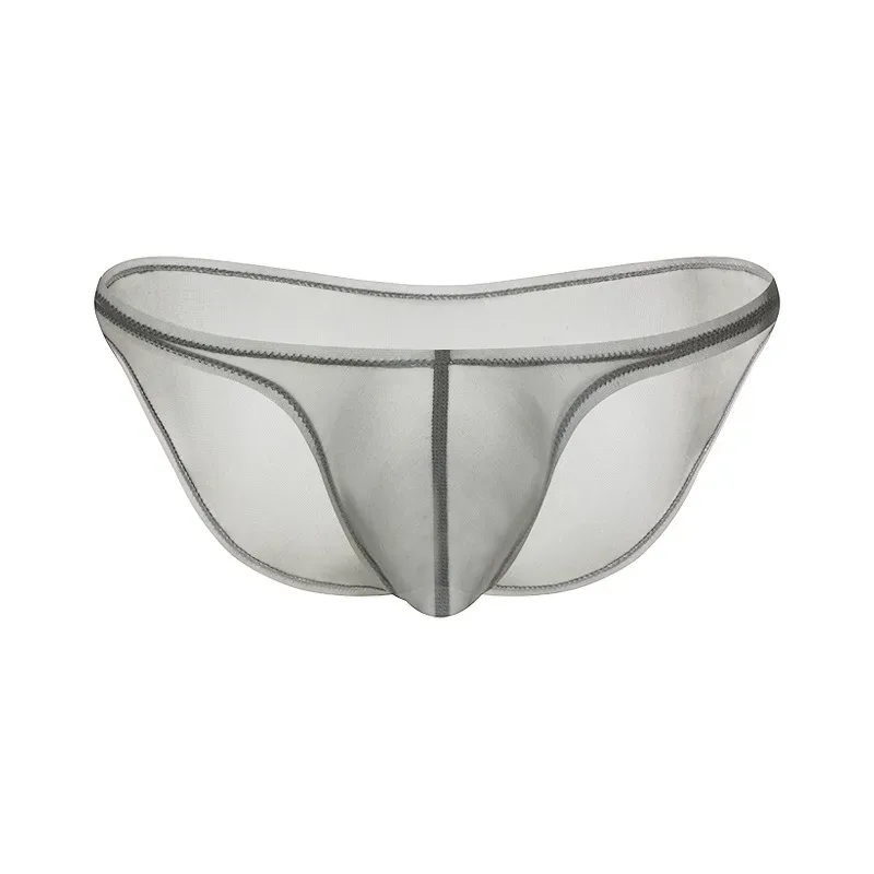 Men's Underwear Delicate Ice Silk Transparent Triangle Panties Personality Low Waist Briefs — image 11