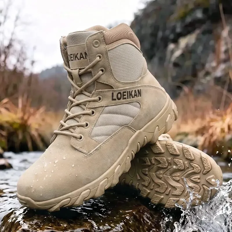 Men's Tactical Combat Boots Suede & Mesh Upper Lace‑up Anti‑slip Thick Sole Male High‑top Boots For Hiking Outdoor Activities — image 8