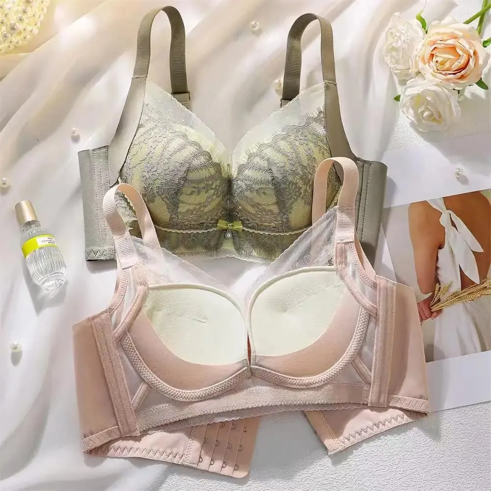 Women's Sexy Embroidered Lace Push-up Bra Breathable Adjustable Anti-sagging Lingerie without Empty Cup for Supportive Comfort — image 3