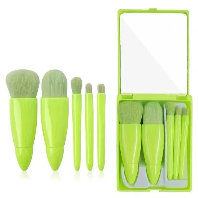 5pcs Mini Makeup Brushes Small Function Kit Complete Cosmetic Brushes With Case And Mirror Travel Size Makeup Brushes Set — image 7