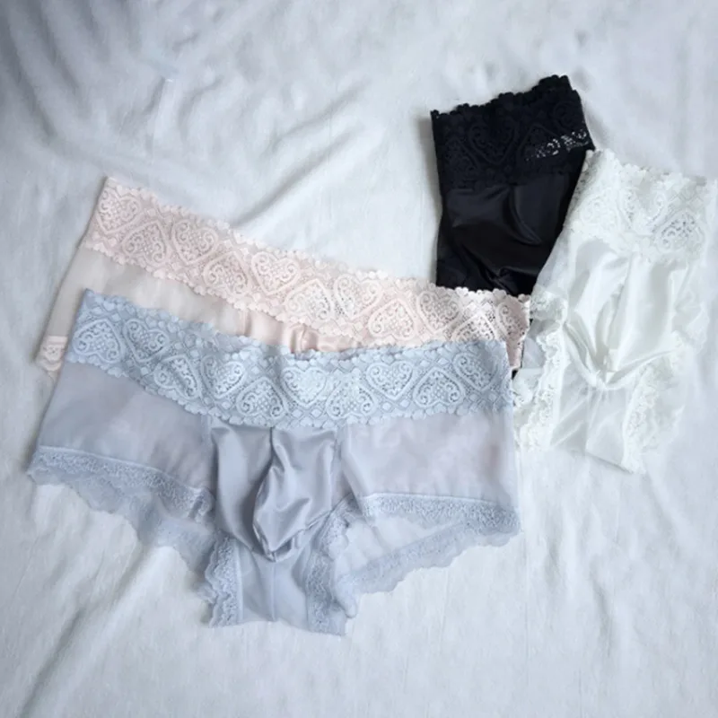 Panlalaking Ice Silk Lace Trim Manipis na Seamless Brief Makintab na 3D Pouch Magaan na Panloob na Panty Kumportable Araw-araw na Lingerie — image 12
