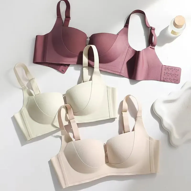 Sexy Half-cup Push Up Lingerie For Women Cross-over Design Seamless And Invisible Thin Top Bottom Thick Cup Bra
