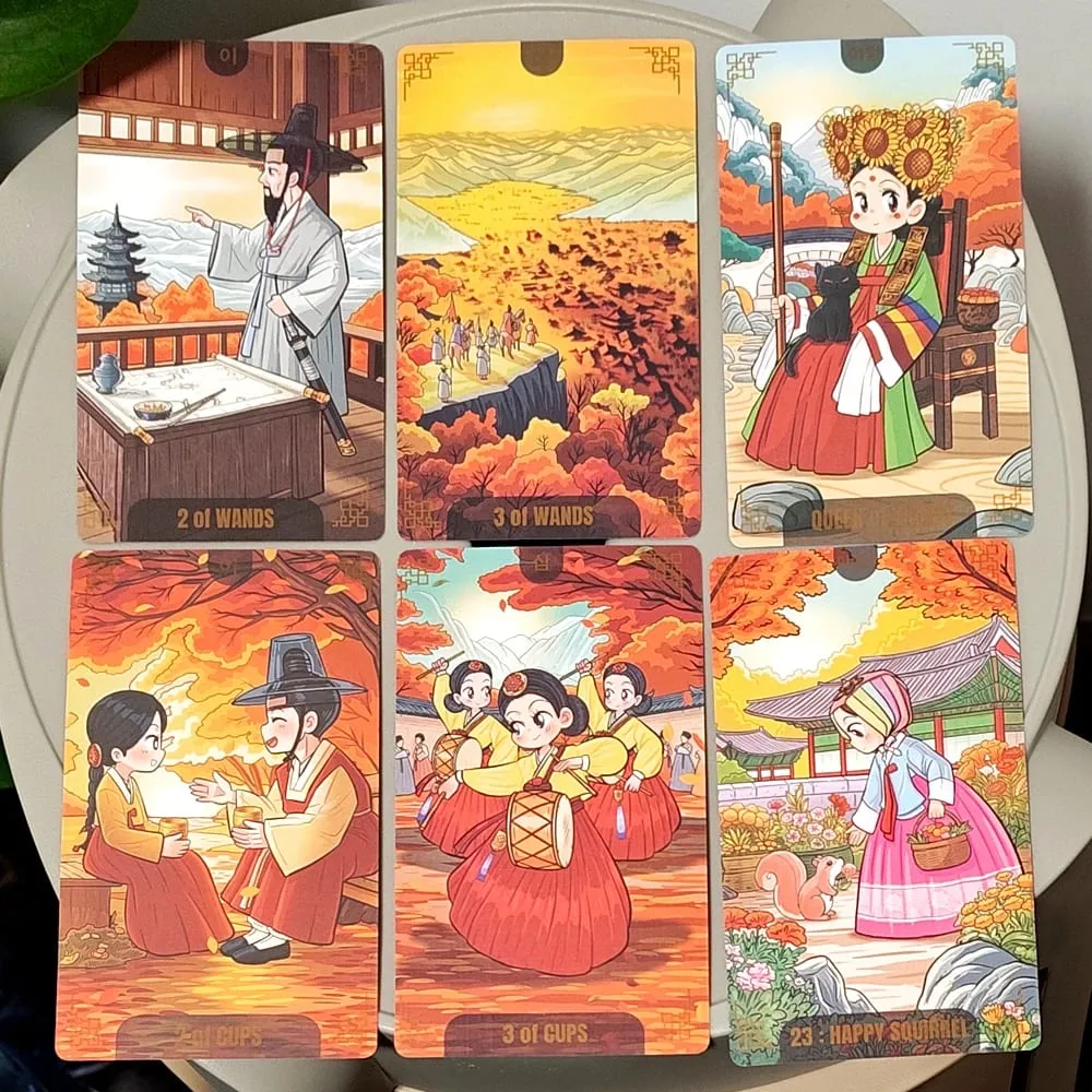 Timeless in The Autumn Chibi Tarot Deck for Collectors in Rigid Box 12*7cm Korenji Tarot 78 Cute Korean Hanbok Style Cards — image 3