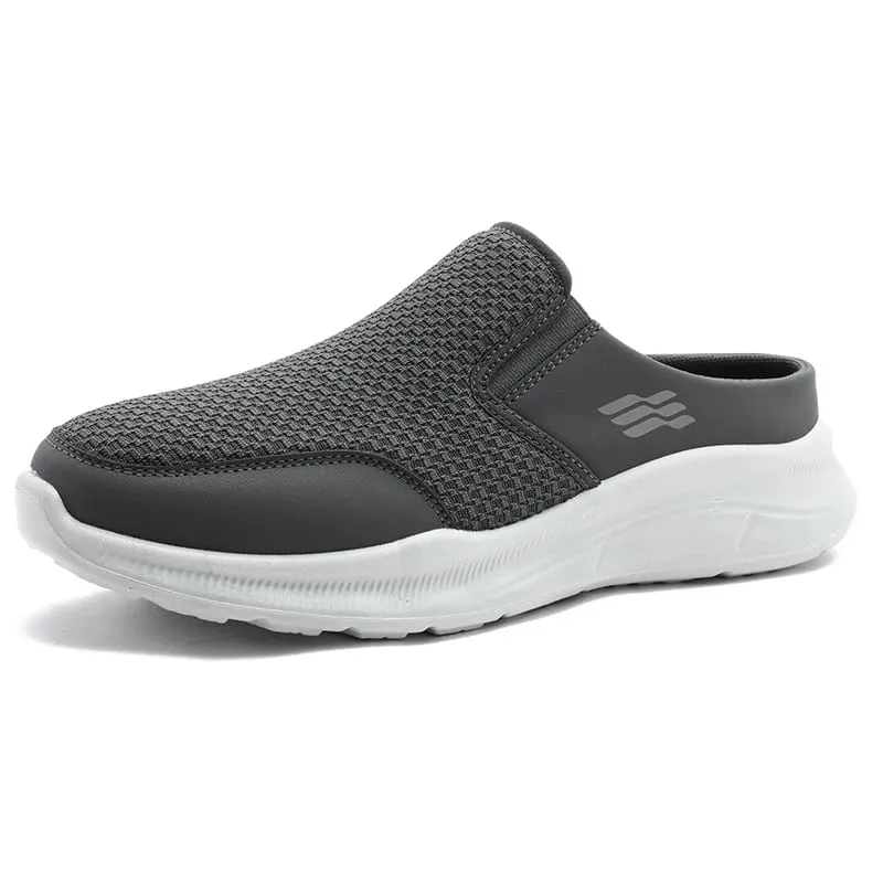 Pull-on Dual Wear Breathable Grid Knit Walking Mules Integrated Elastic Side Gore Panel Rib Segmented Full White Footwear — image 9