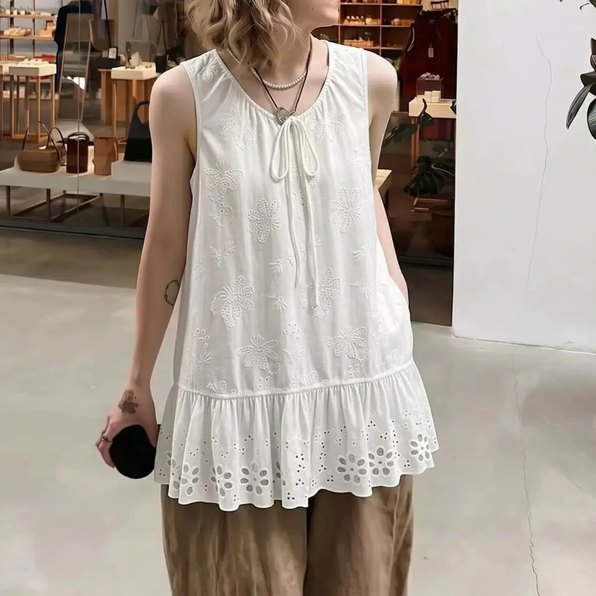 Loose Sleeveless Lazy Style Solid Simplicity Vest Top Summer New Thin All-match Casual T Shirts Fashion Korean Women Clothing — image 8
