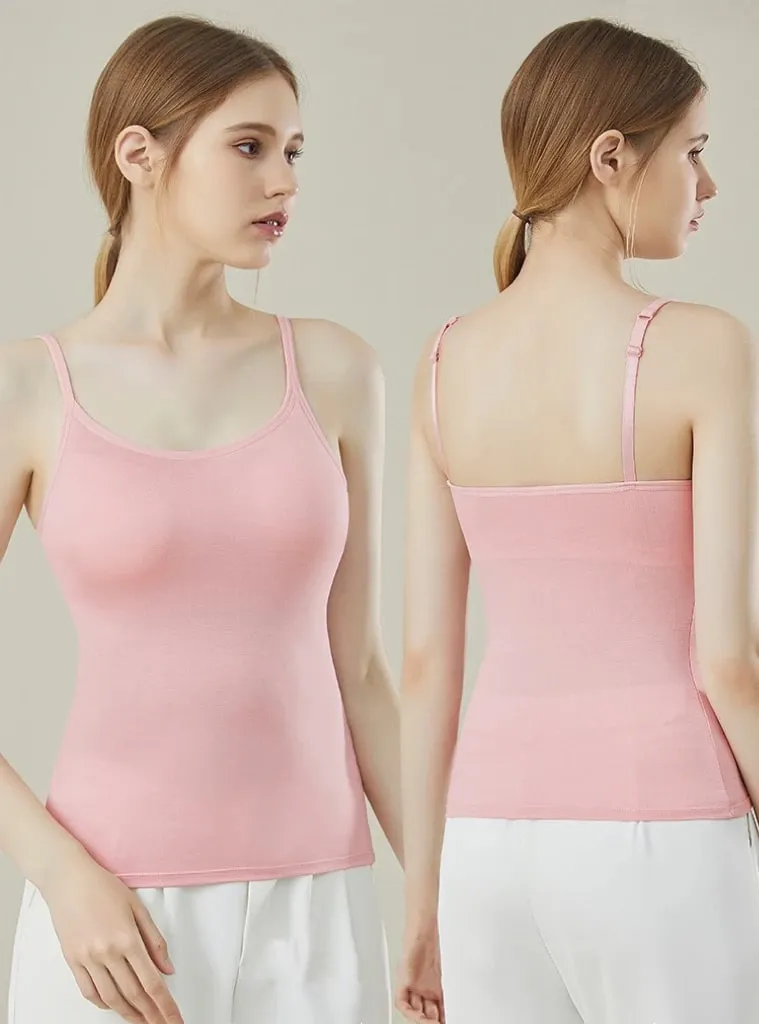 1pcs Girls Basic Solid Vest Female Casual Sleeveless Strap Top Four Season Traceless Women Tank Tops With Padded Cups Vests — image 8