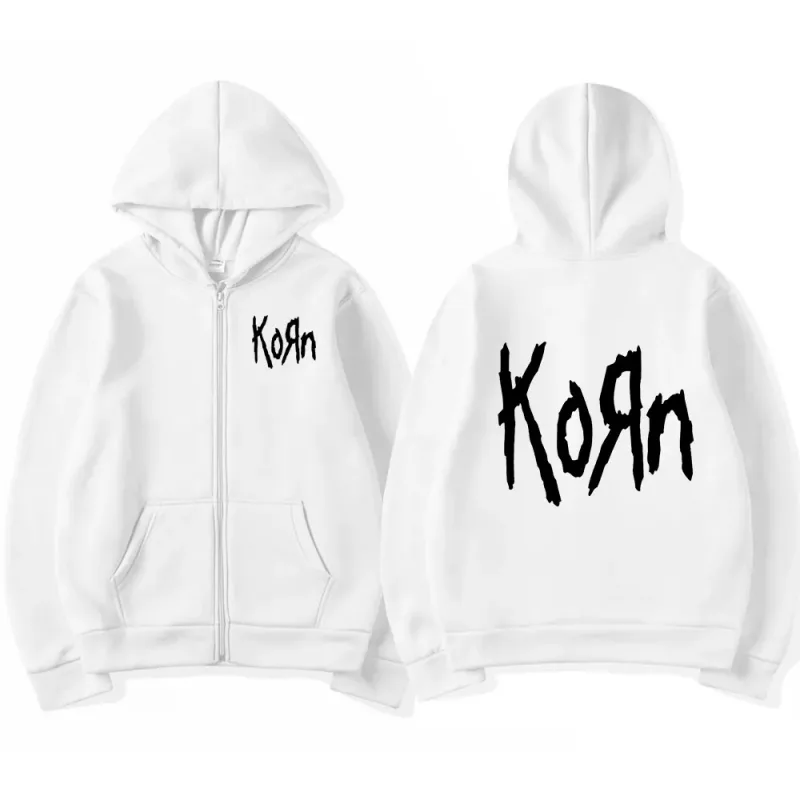 Korn Rock Band Letter Logo Zipper Hoodie Men's Metal Gothic Vintage Oversized Zip Up Hoodies Streetwear Punk Sweatshirts Jackets — image 2