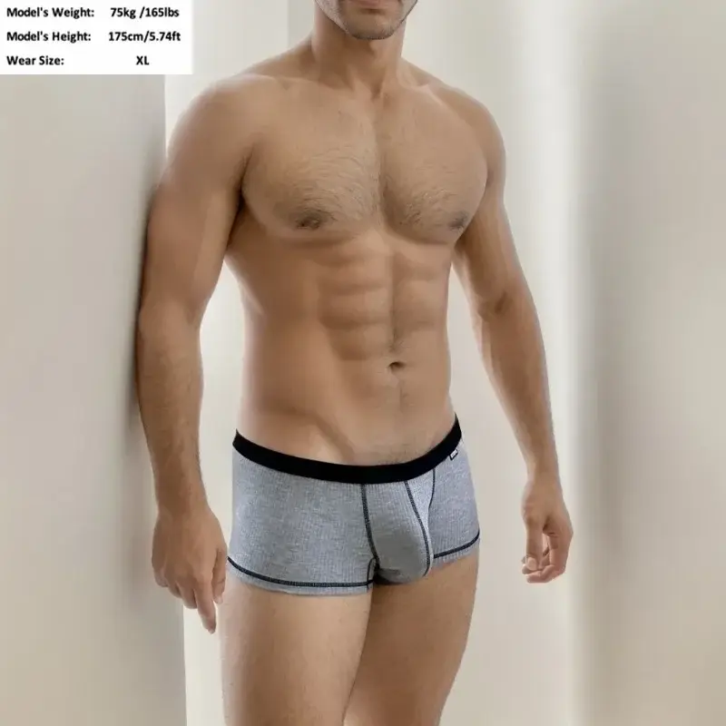 Cueca boxer masculina com design personalizado, cintura baixa, respirável, camada única, bolsa convexa em u — image 9