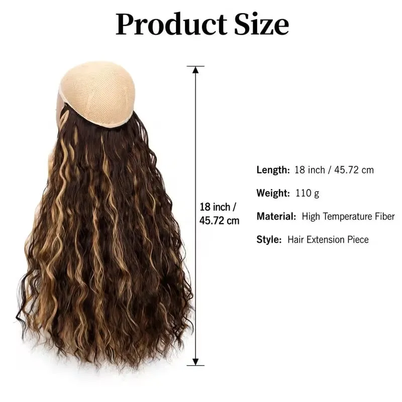 18Inch Synthetic Invisible Fish Line Hair Extensions Long Curly Wavy High Temperature Fiber Hairpiece for Women Daily Party — image 4