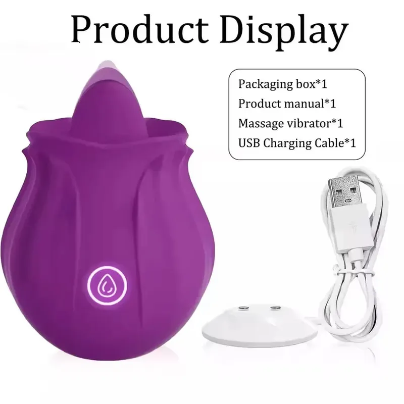 Kraftfull tungslickande vibrator för kvinnor G Spot Clitoris Bröstvårtstimulator Massager Masturbator Sexleksaker för vuxna för par 18+ — image 9