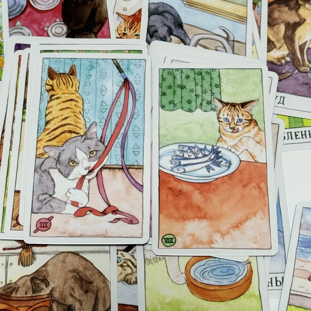 78Pcs Cat Tarot Deck Cute Kitten Series Russian Version Board Games Divination Tarot Cards — image 3