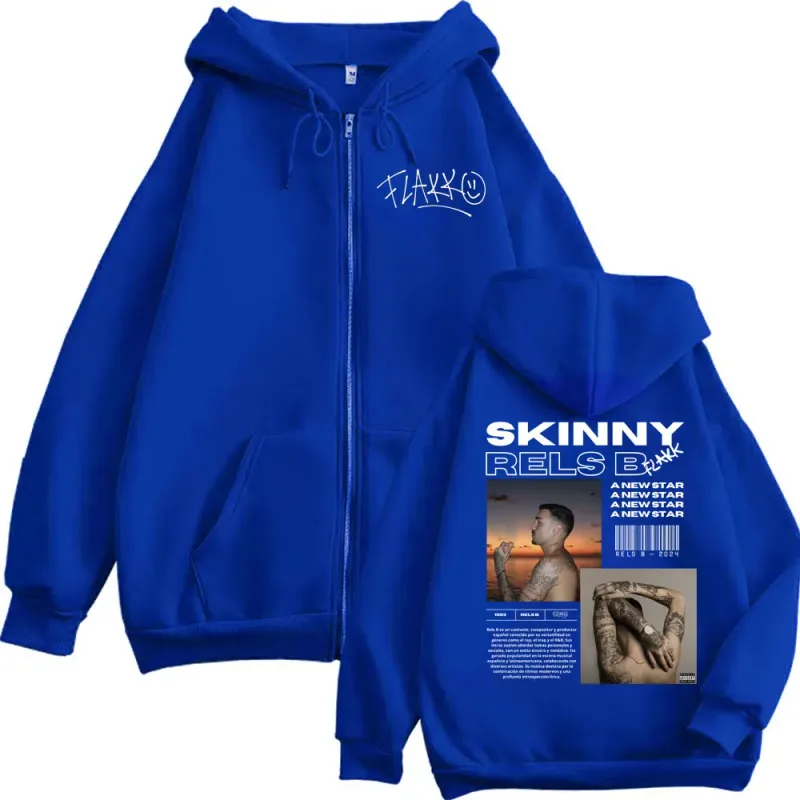 Rapper RELS B Álbum Cartaz Gráfico Zíper Hoodies Homens Mulheres Hip Hop Vintage Zip Up Pulôveres Moda Casual Moletons com Capuz — image 7