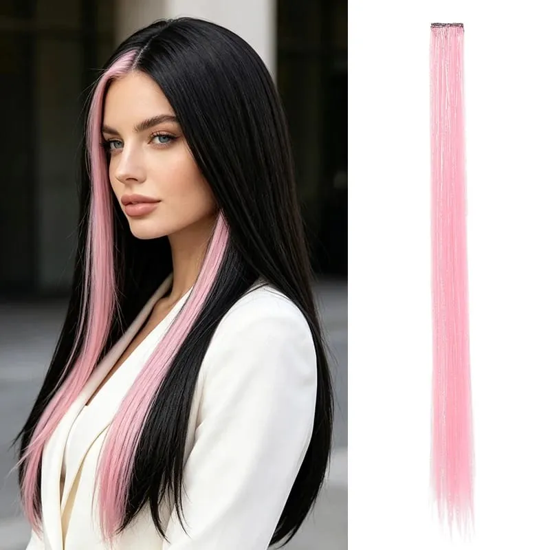 BB Clip in Synthetic Hair Extensions with Laser Silver Threads Colorful Shiny Hair Pieces for Party Daily Use No Damage — image 9