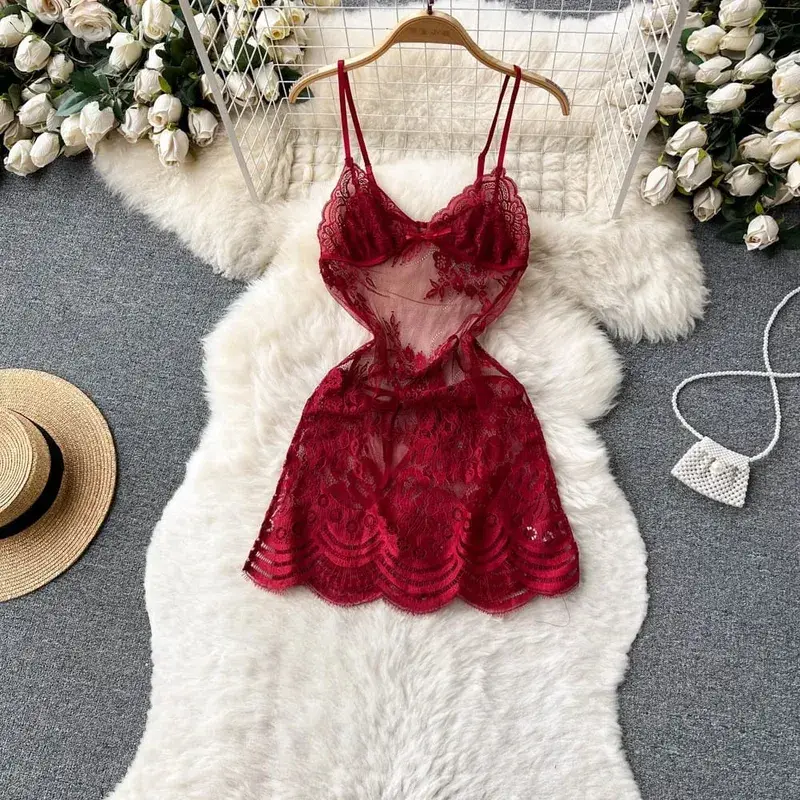 Woman Plus Size Sexy V-Neck Strap Dress Lace Trim Slim Short Dress Women Fashion Comfortable Dress Party Hotsweet — image 37