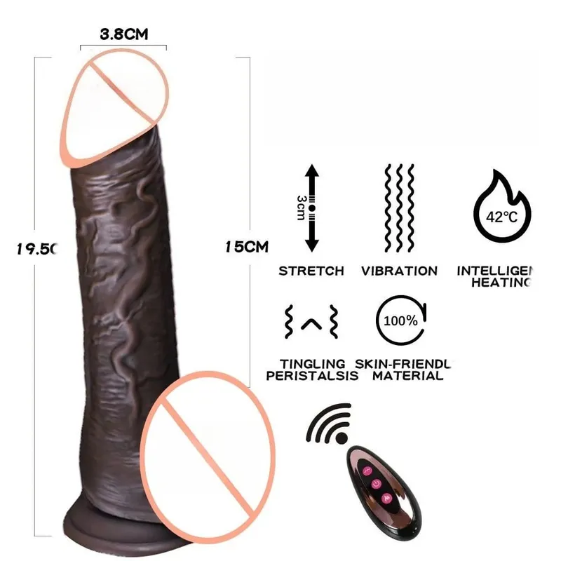 Realistic Dildo Telescopic Vibrating Heating Vibrator Big Penis Penetration Anal Butt Plug G Spot Dick Adult Sex Toys for Women — image 9