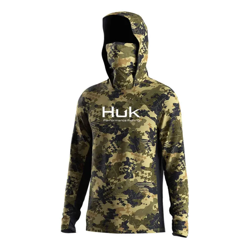 Camisa de pesca moletom com capuz para pesca uv roupas com capuz camisa de pesca roupas masculinas com capuz topo azul-verde — image 8
