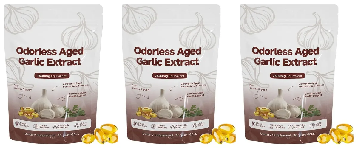 Odorless Aged Garlic Extract Softgels 7500mg Equivalent 24-Month Fermented For Immune Cardio Metabolic Support Adult 30 Count — image 11