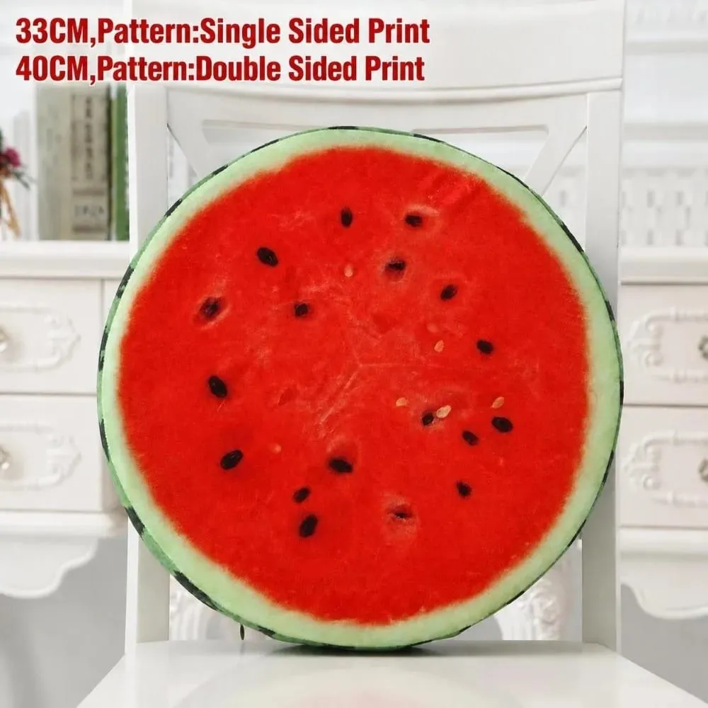 Cute Round Fruit Pillow Fruit Slice Print Plush Fabric Seat Cushion Stuffed Inner Simulation Plush Pillow Sofa Decor — image 7