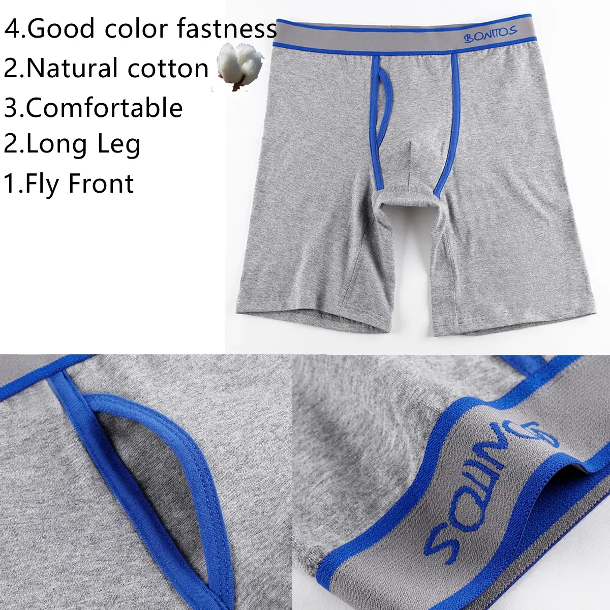 2 pçs pacote de perna longa boxer shorts homens calcinha kit homme boxershorts deslizamento roupa interior para homem algodão masculino sexy conjunto caixa ginásio — image 2