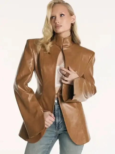 Sexig svart ihålig kavajklänning Kvinnor Elegant axelvaddar med hel ärm Miniklänning med snäppning i midjan 2026 Lady Evening Party Wear Nytt — image 8