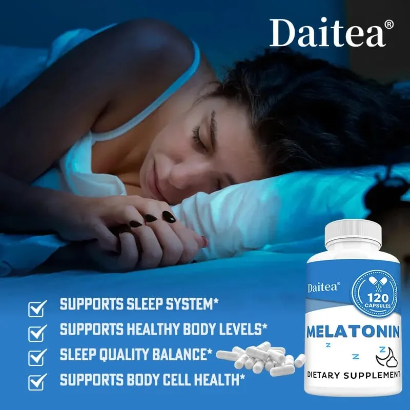 Capsule di integratori di melatonina da 5 mg - Supporto naturale per il sonno, rilassamento e calma, promuovono la qualità del sonno