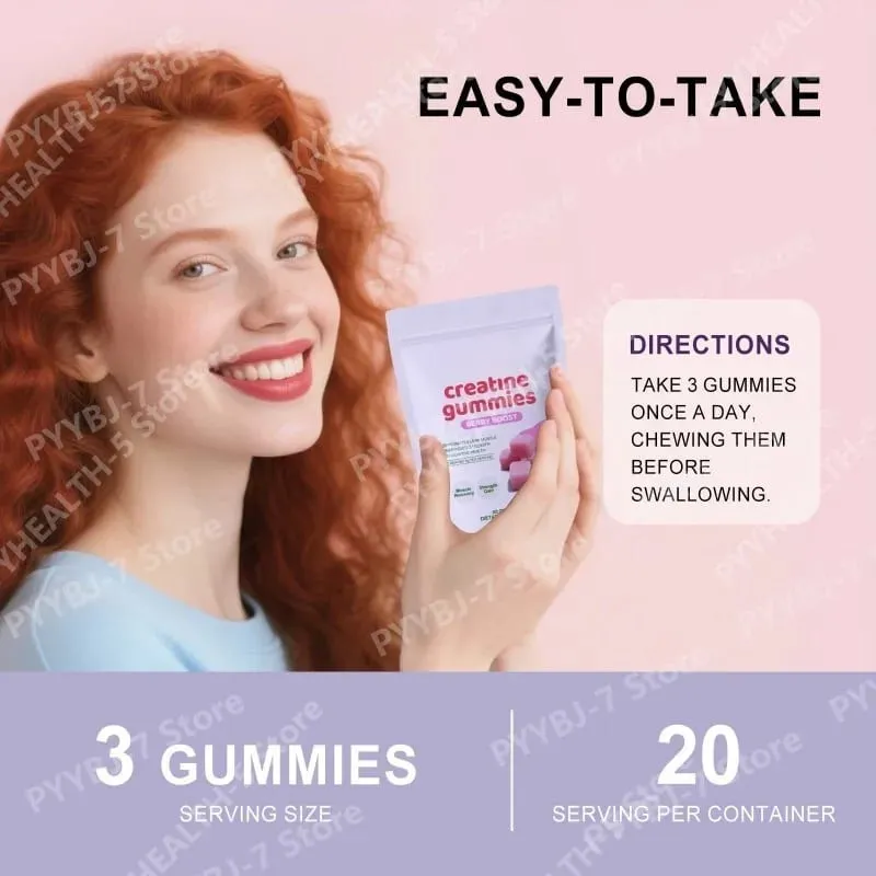Berry Creatine Gummies Serving Monohydrate Chewable Supplement Easy Daily Intake Muscle Recovery Strength Support Muscle Growth — image 5