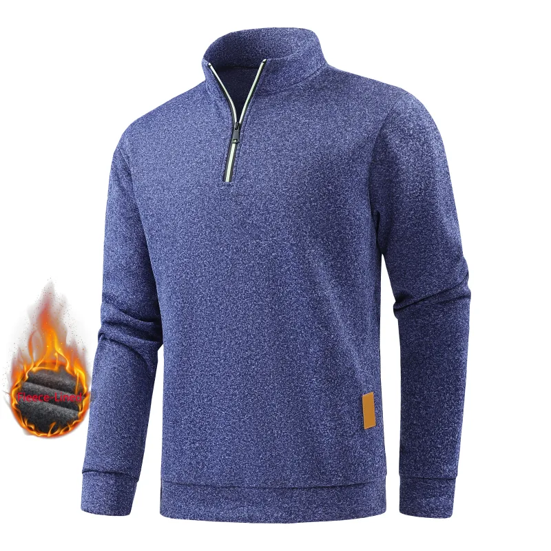Outono masculino meio zíper sweatshirts de manga comprida pulôveres de cor sólida gola alta streetwear inverno jaquetas quentes casaco esportivo — image 5