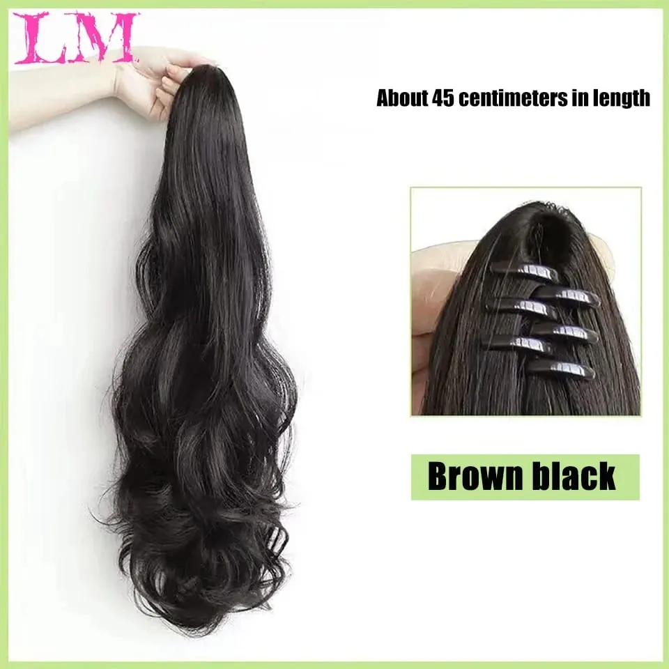 LM Synthetic Ponytail Extension Claw Curly Wavy Clip in Hairpiece Ponytail Hair Extensions Long Pony Tail Synthetic for Women — image 10