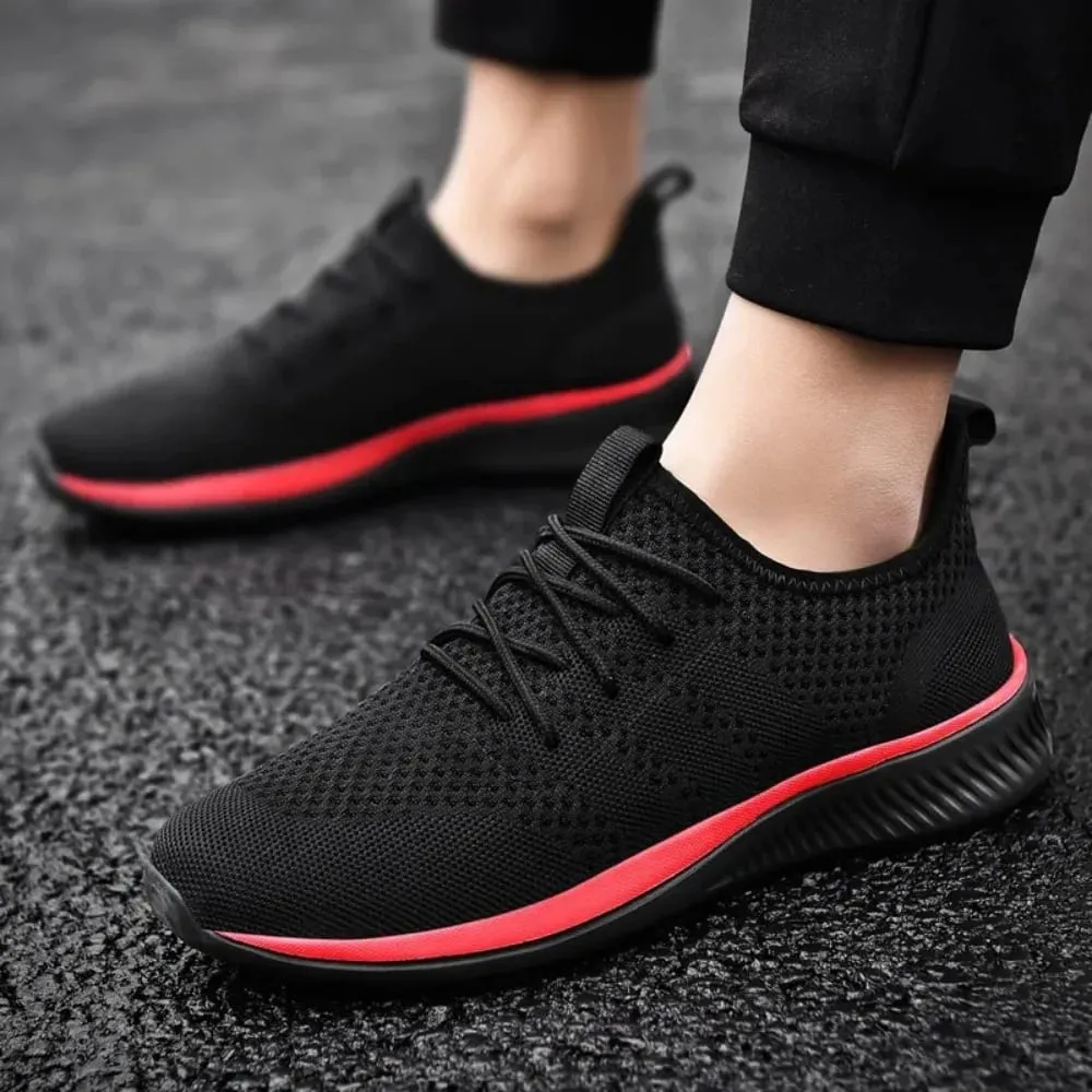 Men Casual Shoes Fashion Breathable Walking Mesh Flat Shoes Sneakers for Men Gym Vulcanized Shoes Black Sneakers — image 2