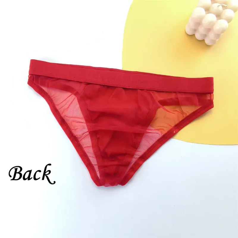 Cuecas masculinas de seda de cetim brilhante sexy cuecas de malha transparente calcinha masculina respirável de secagem rápida — image 8