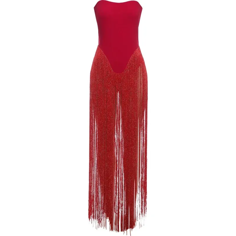 Weird Puss Valentine's Day Bodysuit Women Strapless Patchwork Tassel Sexy Beach Vacation Clubwear Midnight Party Tight Body Tops — image 9