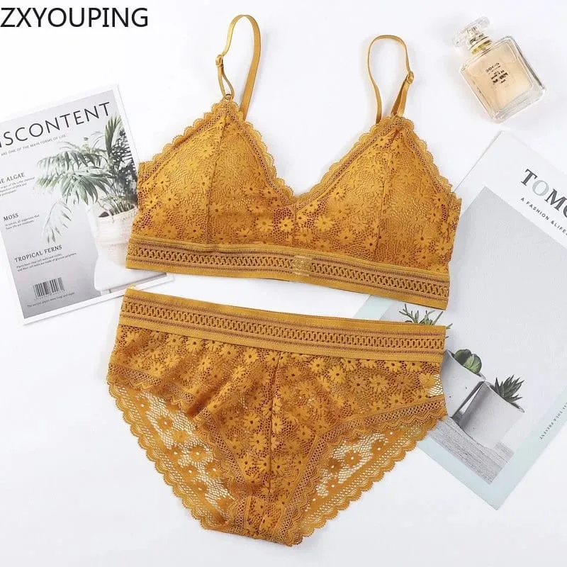 3 Piece Set Bra Sexy Lace Beauty Back Suit Underwear Magtipon ng Seamless Pambabaeng Kasuotang Panty Kumportableng Lingerie — image 6