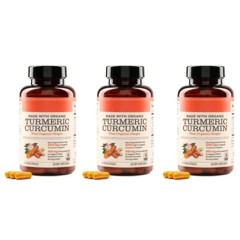 Turmeric Curcumin Plus Vegan Capsules Made with Organic Ginger Supports Joint Health and Heart Health Non-GMO 90 Capsules — image 9