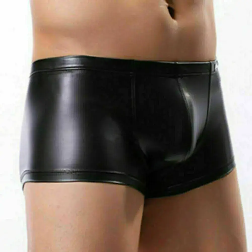 Sexet Herreundertøj Bulge Pouch Boxershorts Trunks Natklub Wet Look Lavtalje Mand Trusser Boxers Lingeri — image 4