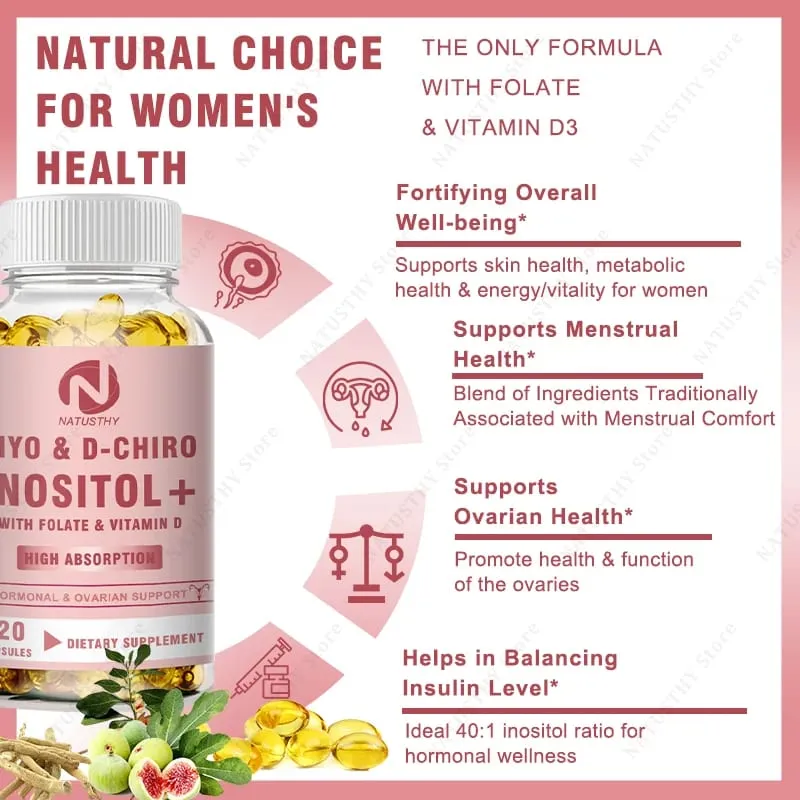 Myo & D-Chiro Inositol Capsule with Folate For Women's Hormone Balance Ovarian Function Health
