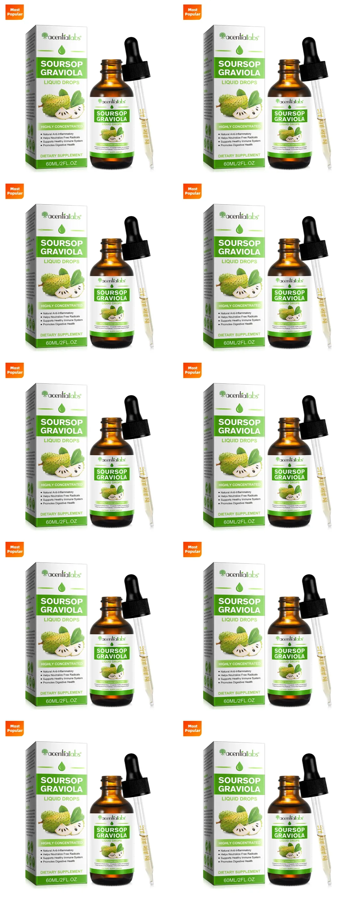 Acentiallabs venda quente 60ml graviola líquido amargo gotas suplementos dietéticos 100% puro orgânico graviola extrato para adlut — image 13