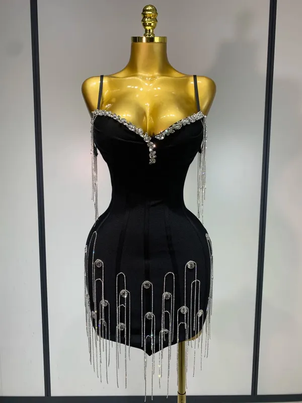Mga Babaeng Sexy na Backless Spaghetti Strap Bodycon na walang manggas na Bandage Dress 2025 Elegant Prom Gown Club Evening Party Birthday Dresses — image 8