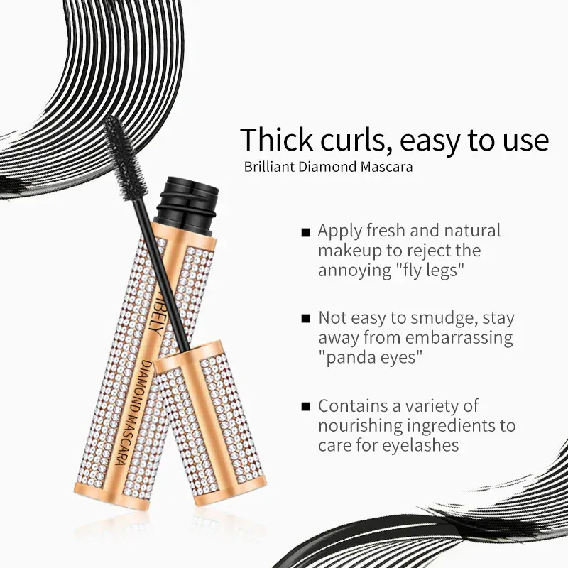Diamant 4D Mascara Seide Faser Wasserdicht Lange Wimpern Verlängerung Verlängerung Dicke Schwarze Mascara Augen Make-Up Produkte Kosmetik — image 2
