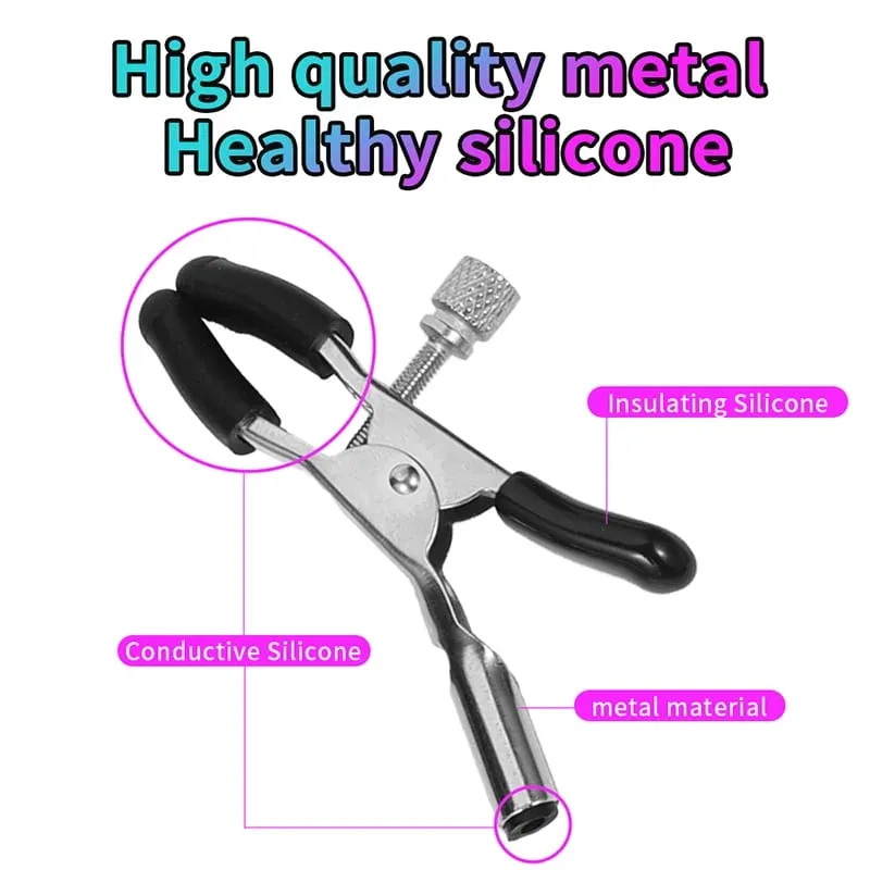 Remote Control Electric Shock Metal Nipples Clamps Breast Stimulation Massage Clitoris Labia Clips Adult Sex Toys for Women Men — image 3