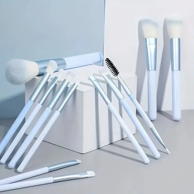 12 stk blå makeup børster Sæt Professional Foundation Powder Blending Blush Concealer Syntetisk Fiber Børste — image 2