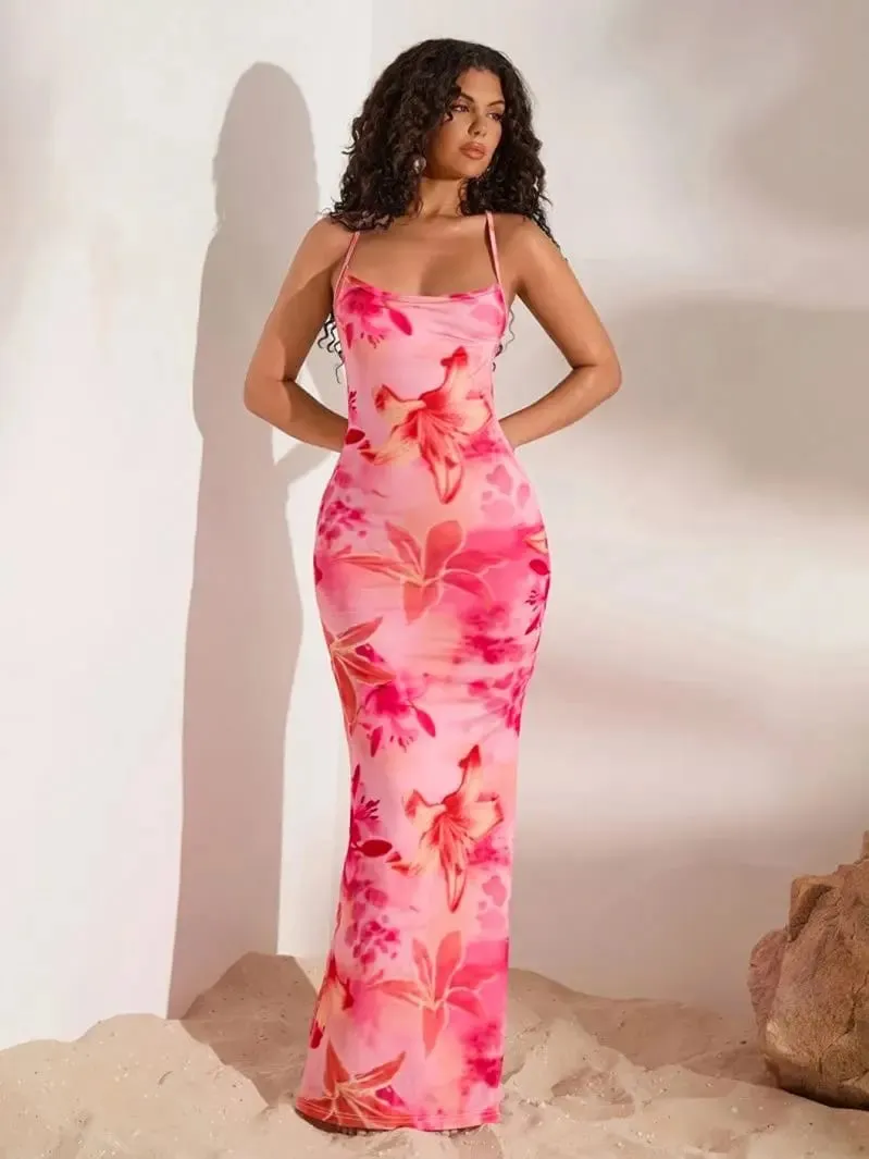 Women's Simple Camisole Tight Long Skirt Skin Friendly Sexy Waist Cinching Hip Hugging Gown Drooping Sensation — image 6
