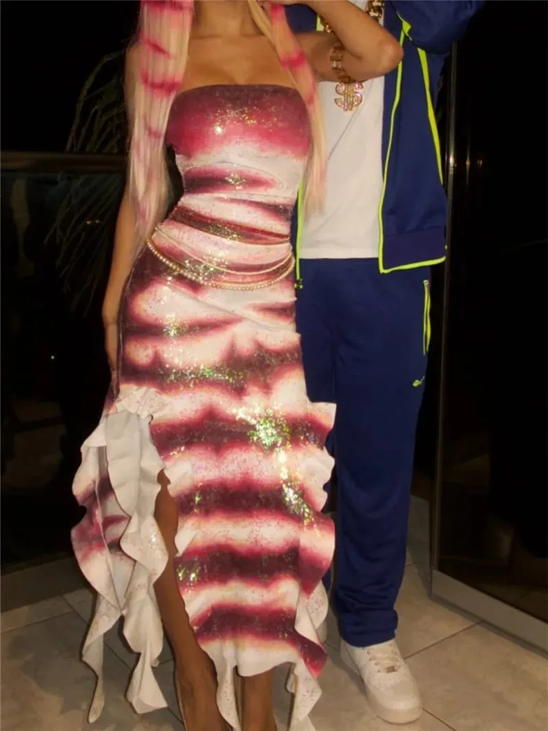 Halloween Shark Tale-dräkt för vuxna Oscar och Lola Pardräkt Halloween Kvinnor Sparkle Ruffle Fåll Axelbandslös Fish Cosplay — image 6