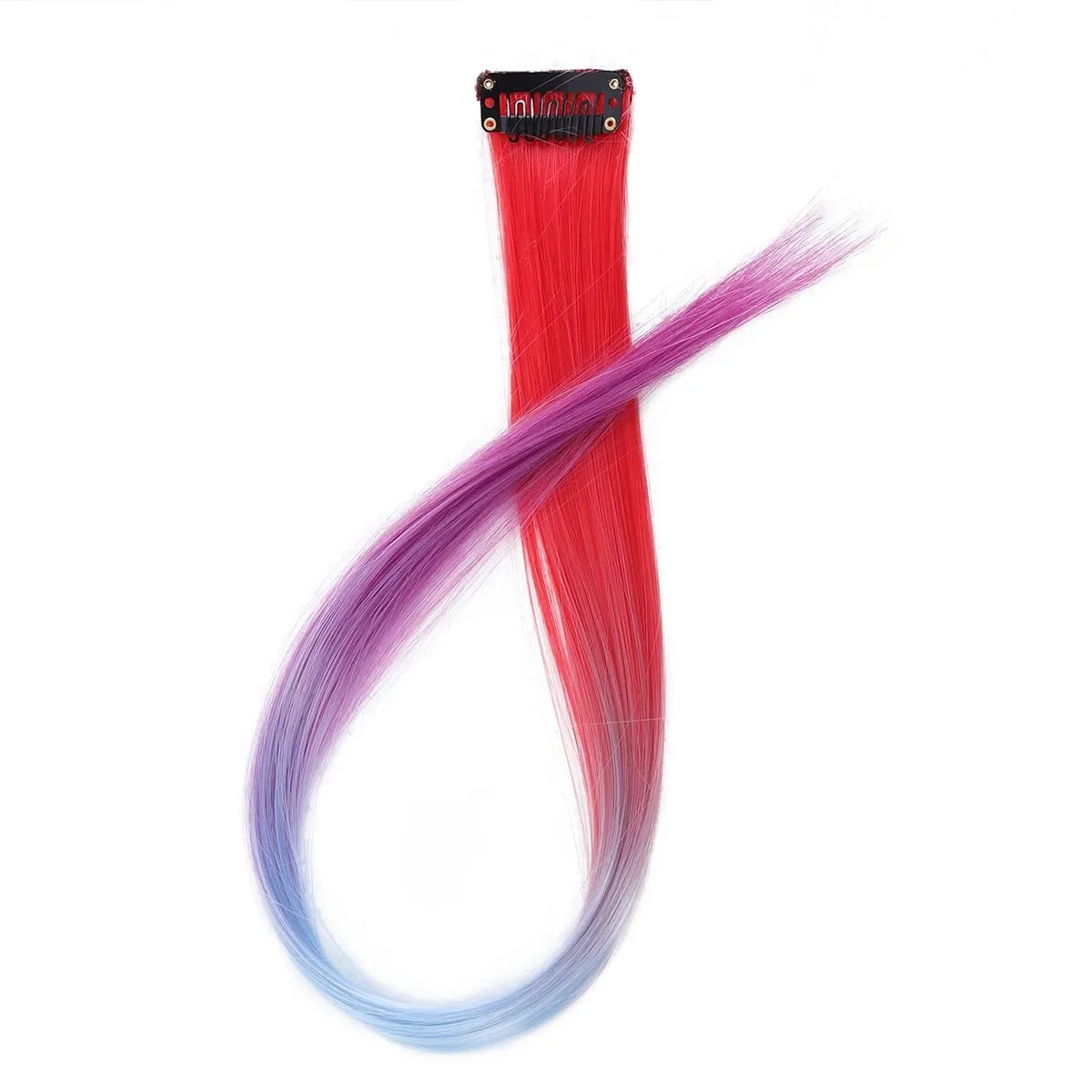 1Pcs Gradient Color Clip in Hair Extensions Party Highlights Wig Synthetic Straight Hairpiece for Girls Kids Christmas Party Use — image 3