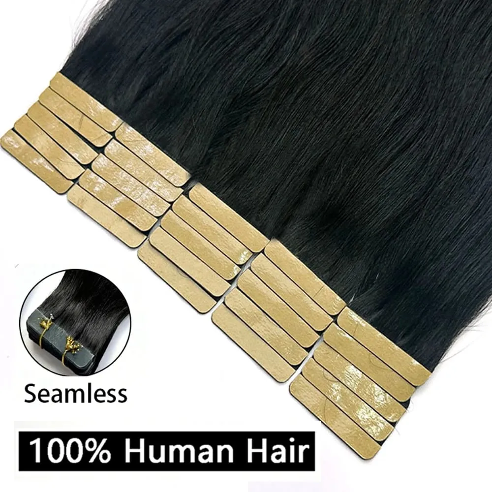 Tape In Hair Extensions Straight 100% Human Hair 16A 50 300G Color Adhesive Replaceable Seamless Skin Weft brown Tape 21 pcs For Women