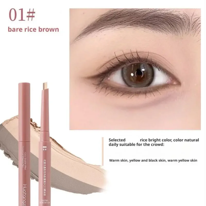 3 in 1Double Ended Lying Silkworm Pencil Highlighter Pen Nude Liquid Contour Liner Eye Makeup Stick With detail brush