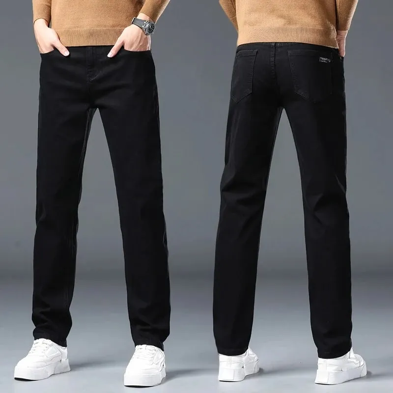 Men's New Stretch Straight Jeans Business Versatile Trendy Youth Casual Regular Long Pants for Spring Autumn Male Denim Trousers