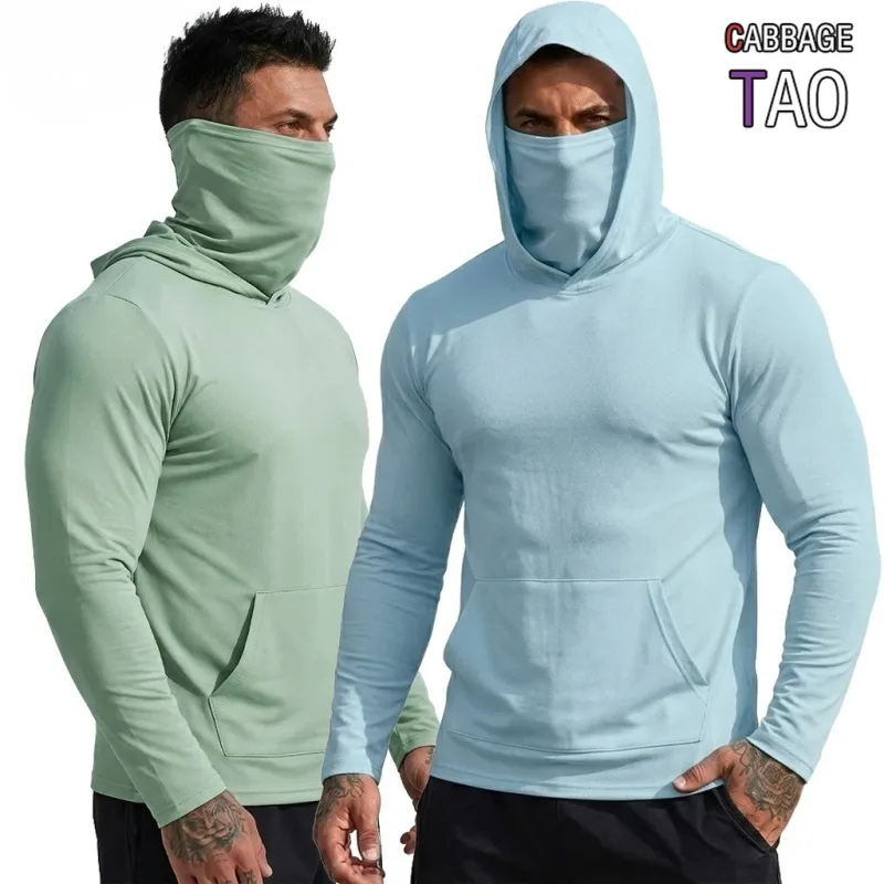 Camiseta masculina com capuz, proteção solar, secagem rápida, manga comprida, leve, top de desempenho para caminhadas ao ar livre, uso solar — image 3