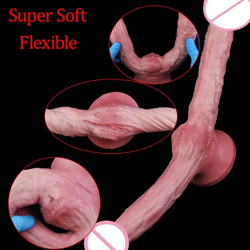 47cm Makatotohanang Mahabang Dildos Double Head Anal Vaginal Stimulator Sex Toy na May Sucker Para sa Lesbian Couples Gay Men Adult Tools — image 5
